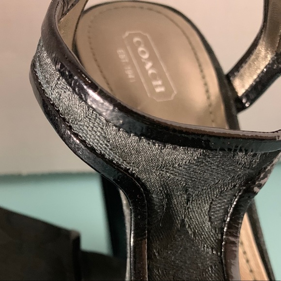 COACH BLACK MONOGRAM PLATFORM HEELS - Picture 16 of 16